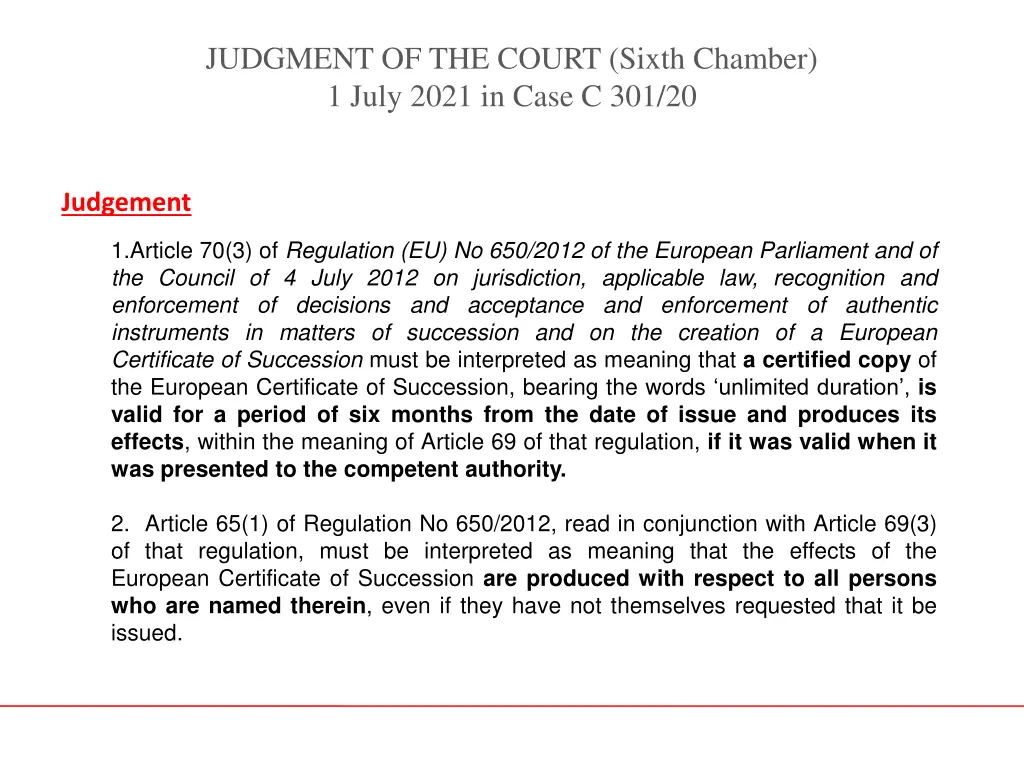 judgment of the court sixth chamber 1 july 2021