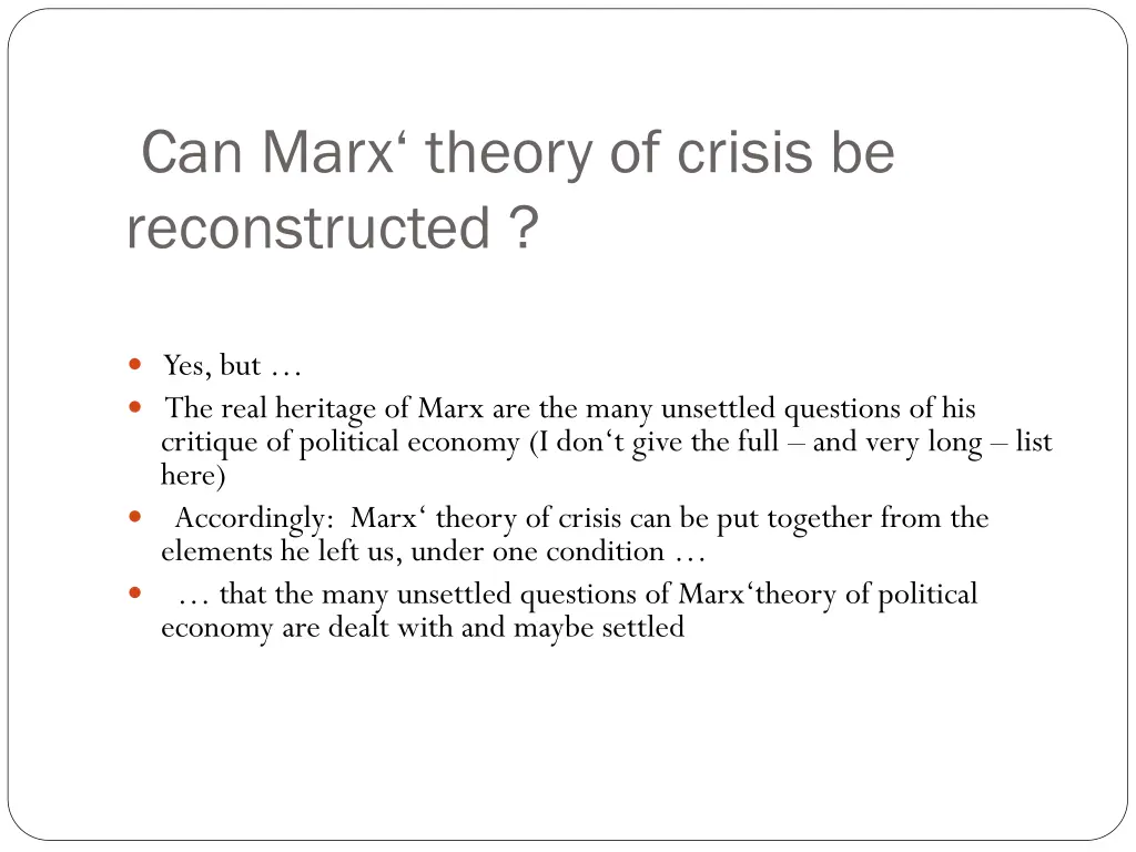 can marx theory of crisis be reconstructed