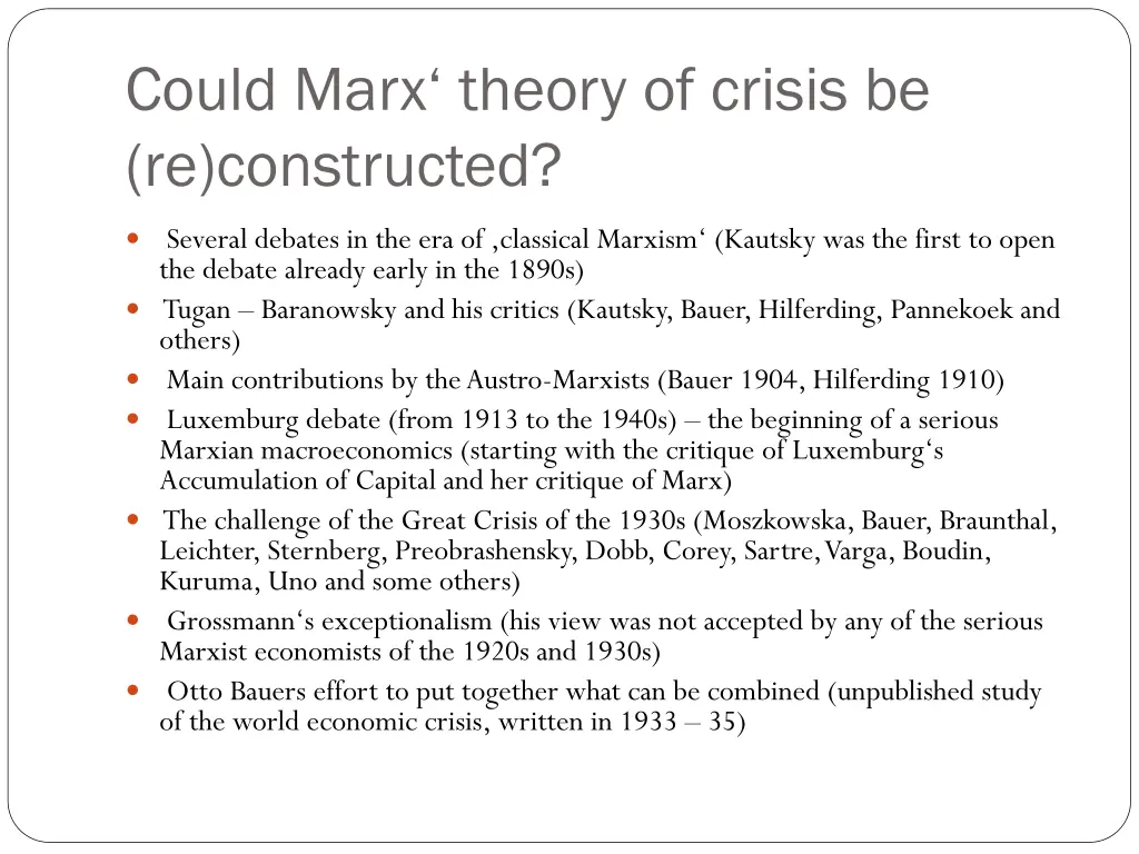 could marx theory of crisis be re constructed