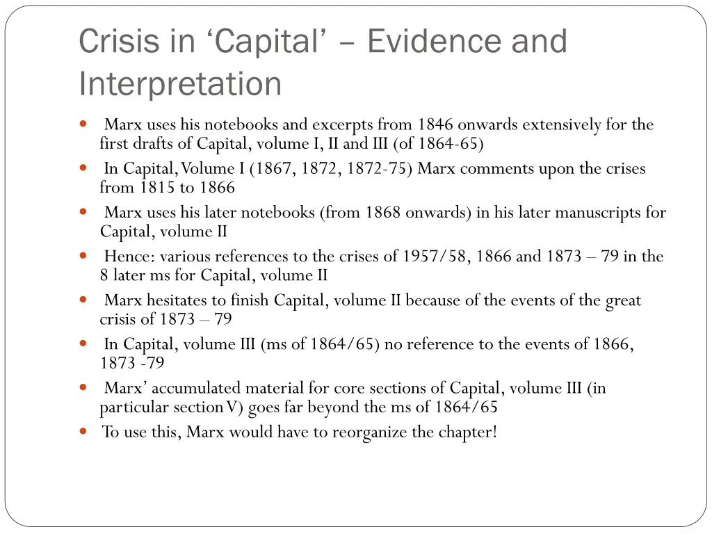 crisis in capital evidence and interpretation