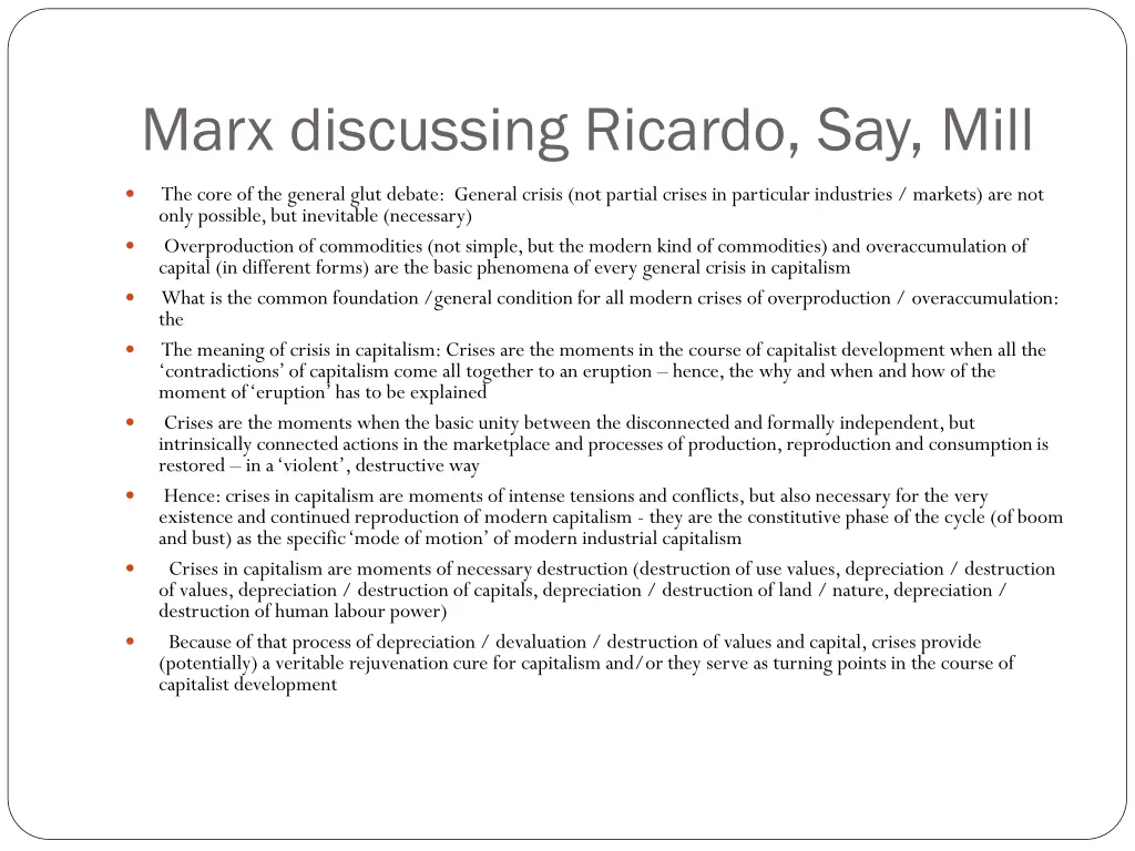 marx discussing ricardo say mill