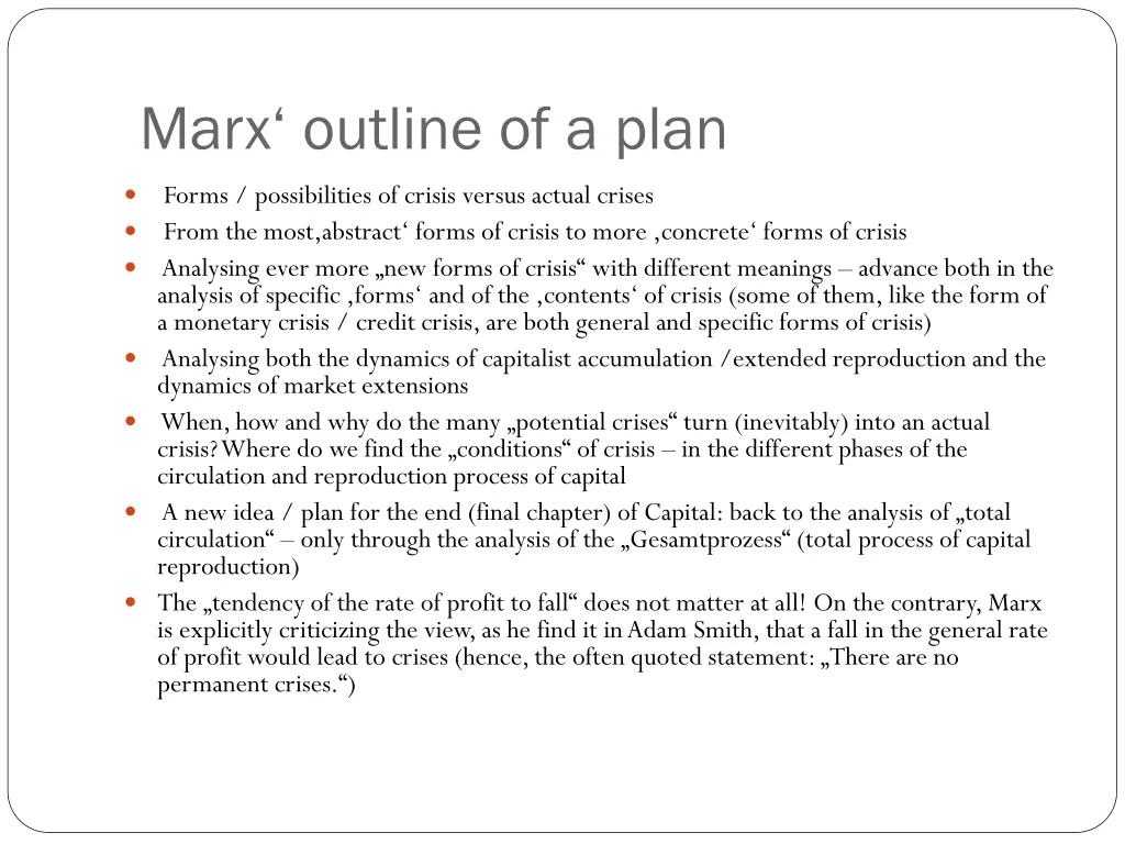 marx outline of a plan