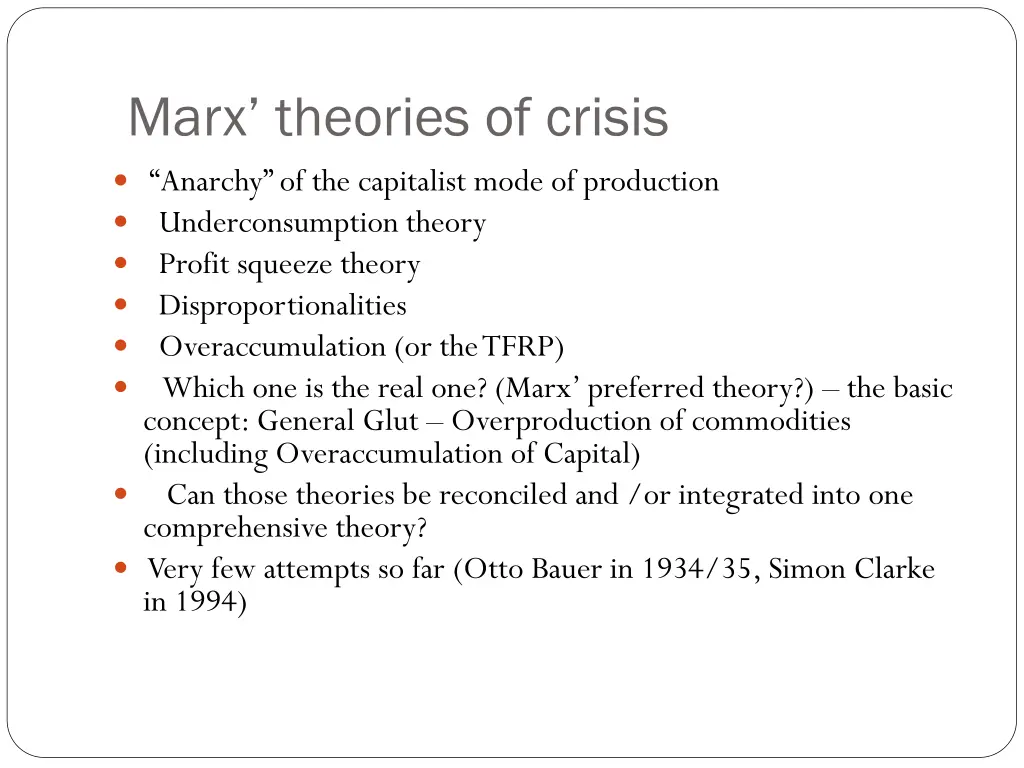 marx theories of crisis