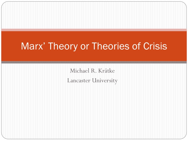 marx theory or theories of crisis
