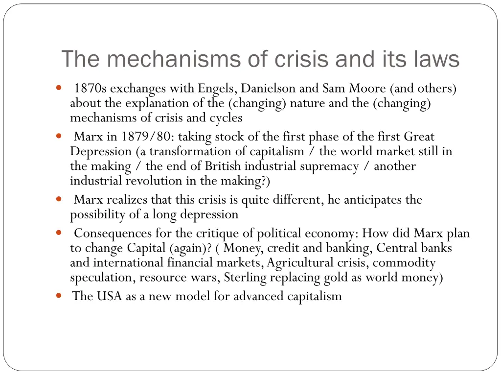 the mechanisms of crisis and its laws