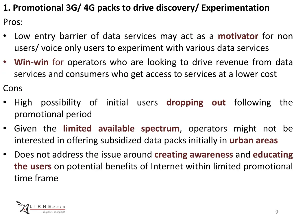 1 promotional 3g 4g packs to drive discovery