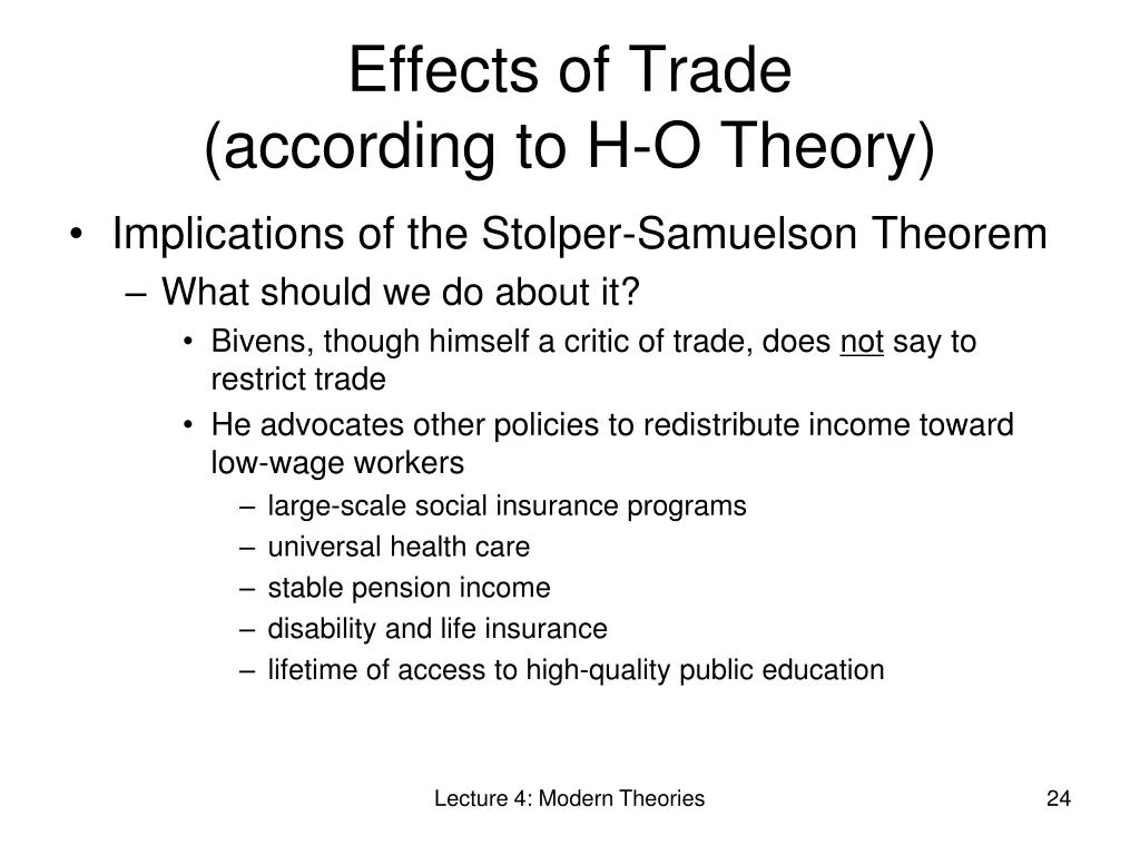 effects of trade according to h o theory 3