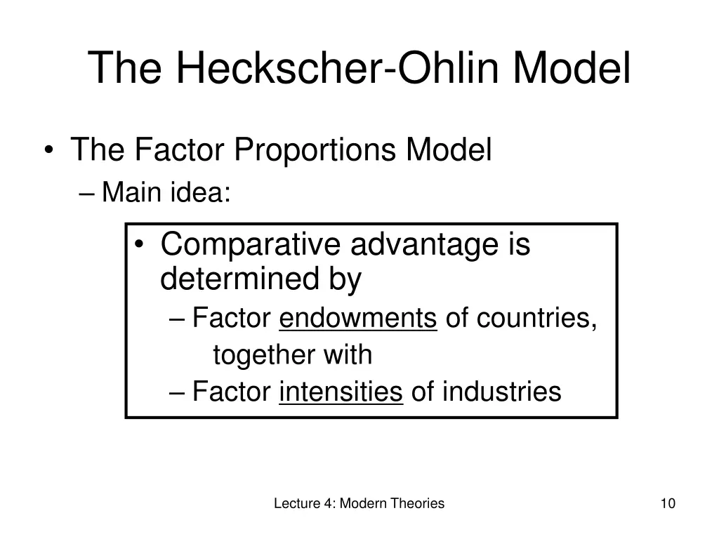 the heckscher ohlin model 1