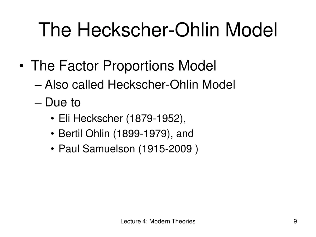 the heckscher ohlin model