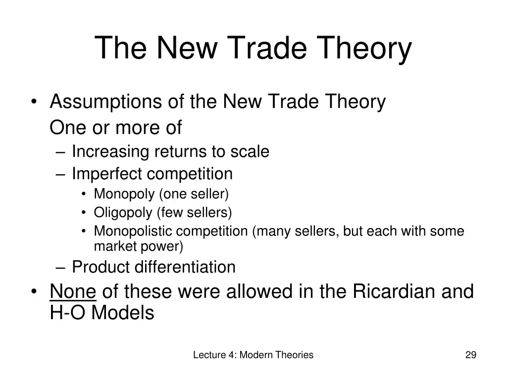 the new trade theory 1