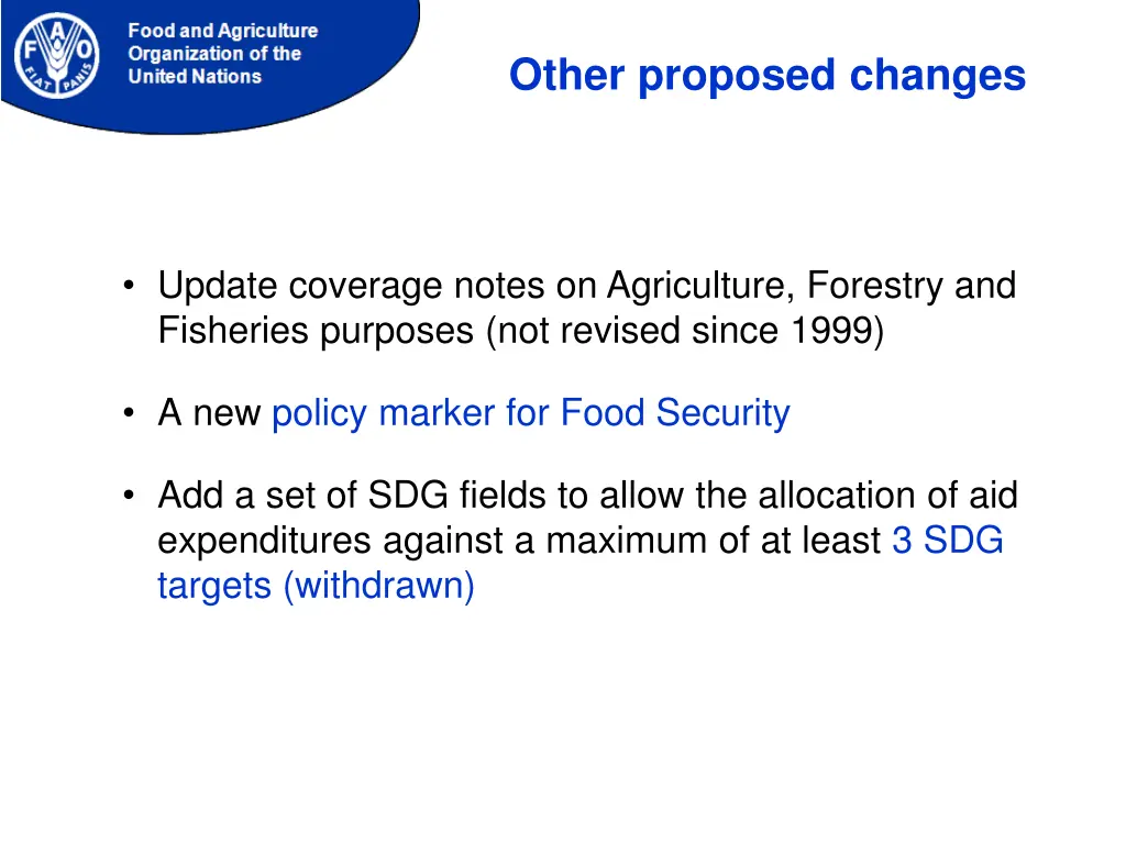other proposed changes