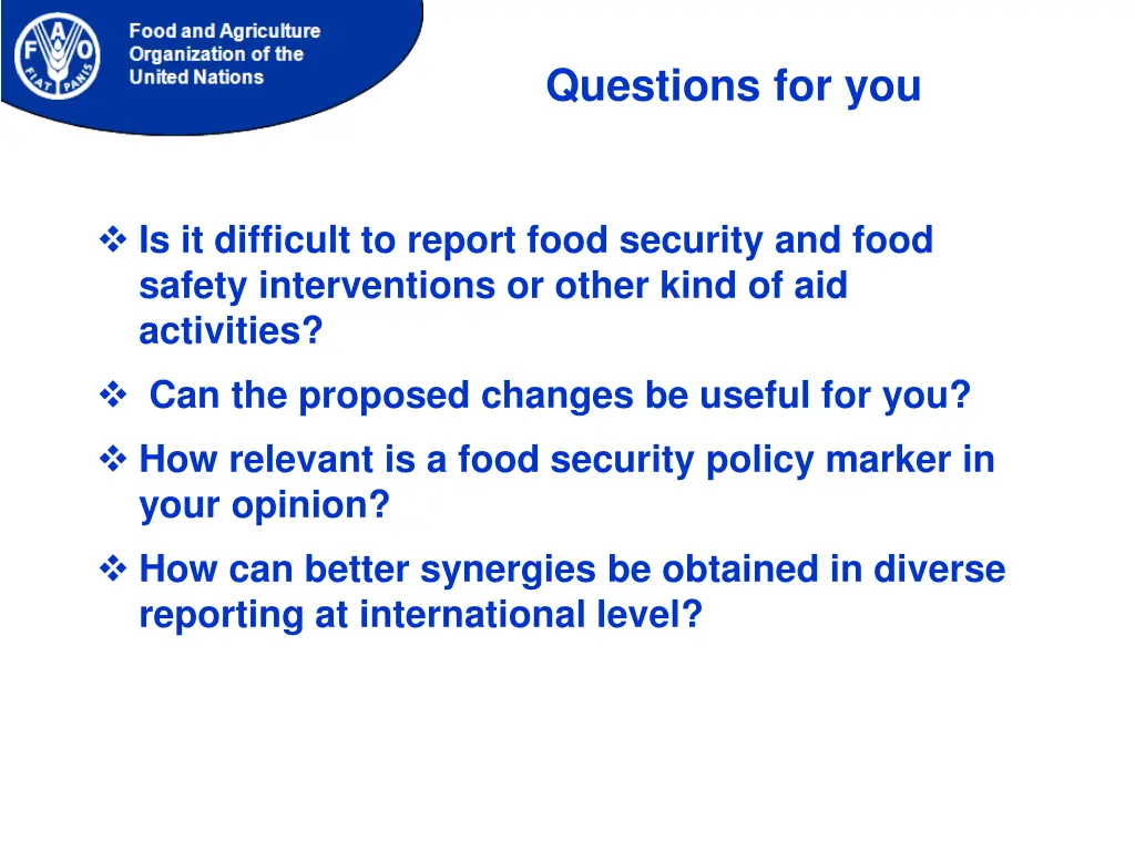 questions for you