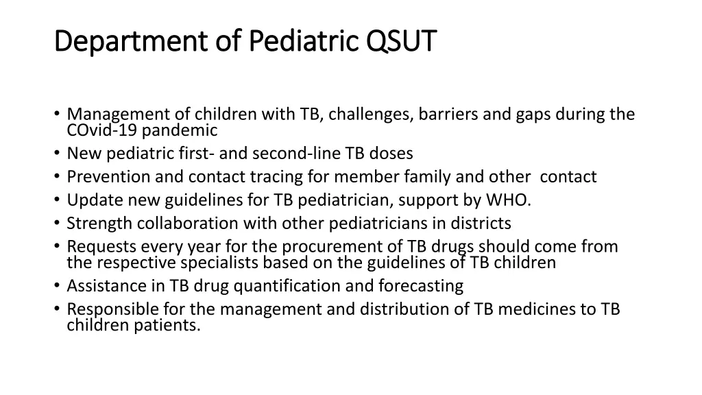 department of pediatric qsut department