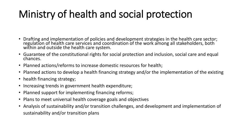 ministry of health and social protection ministry