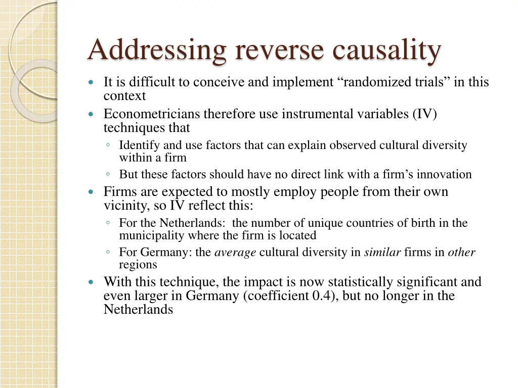 addressing reverse causality