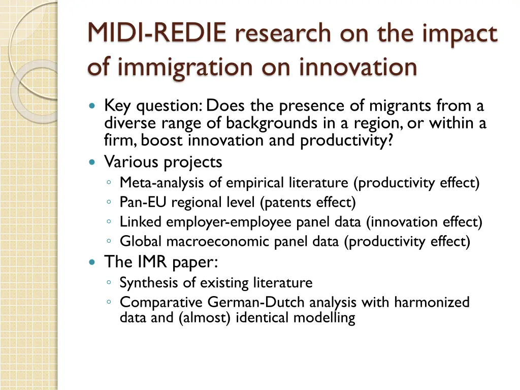 midi redie research on the impact of immigration