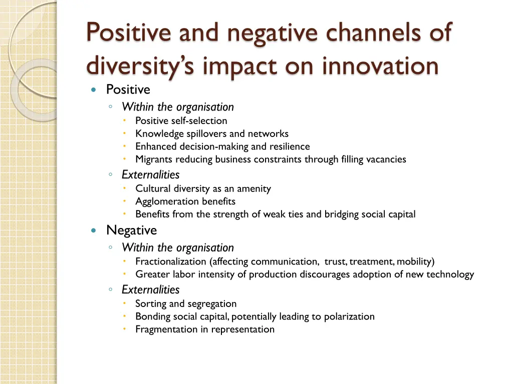 positive and negative channels of diversity