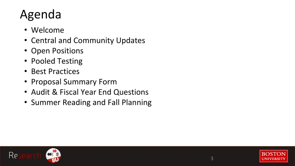 agenda welcome central and community updates open