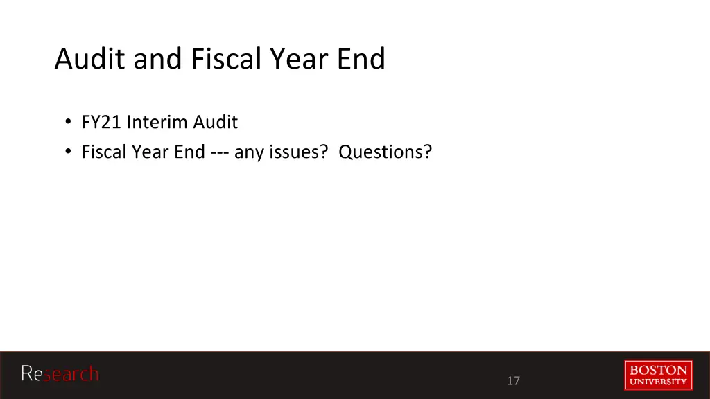audit and fiscal year end