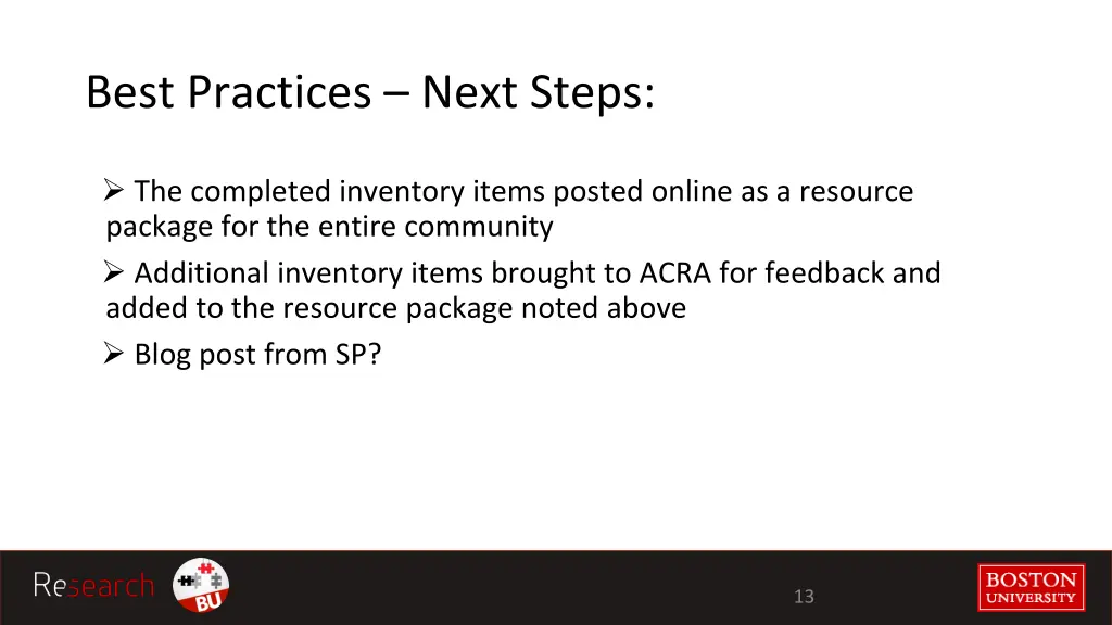 best practices next steps