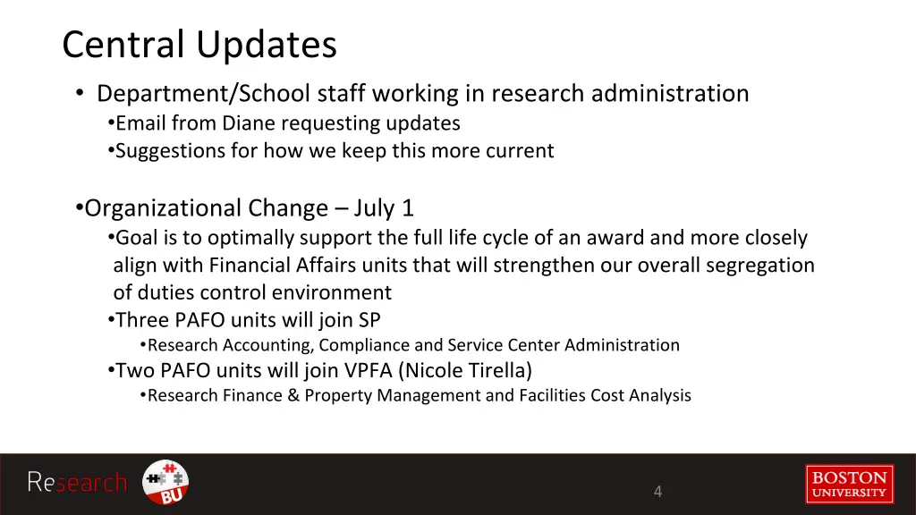 central updates department school staff working
