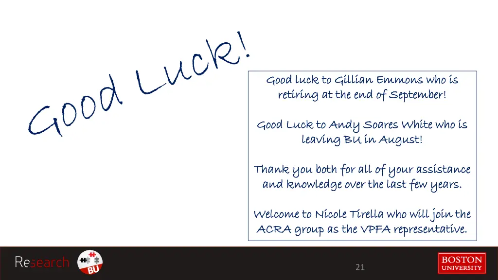 good luck to gillian emmons who is good luck