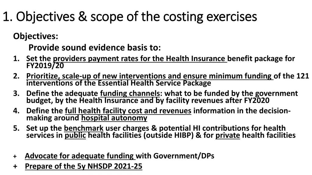 1 objectives scope of the costing exercises