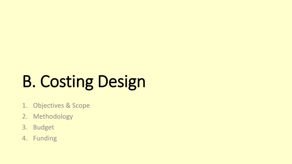 b costing design b costing design
