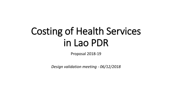 costing of health services costing of health