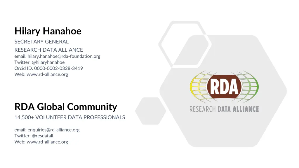 hilary hanahoe secretary general research data