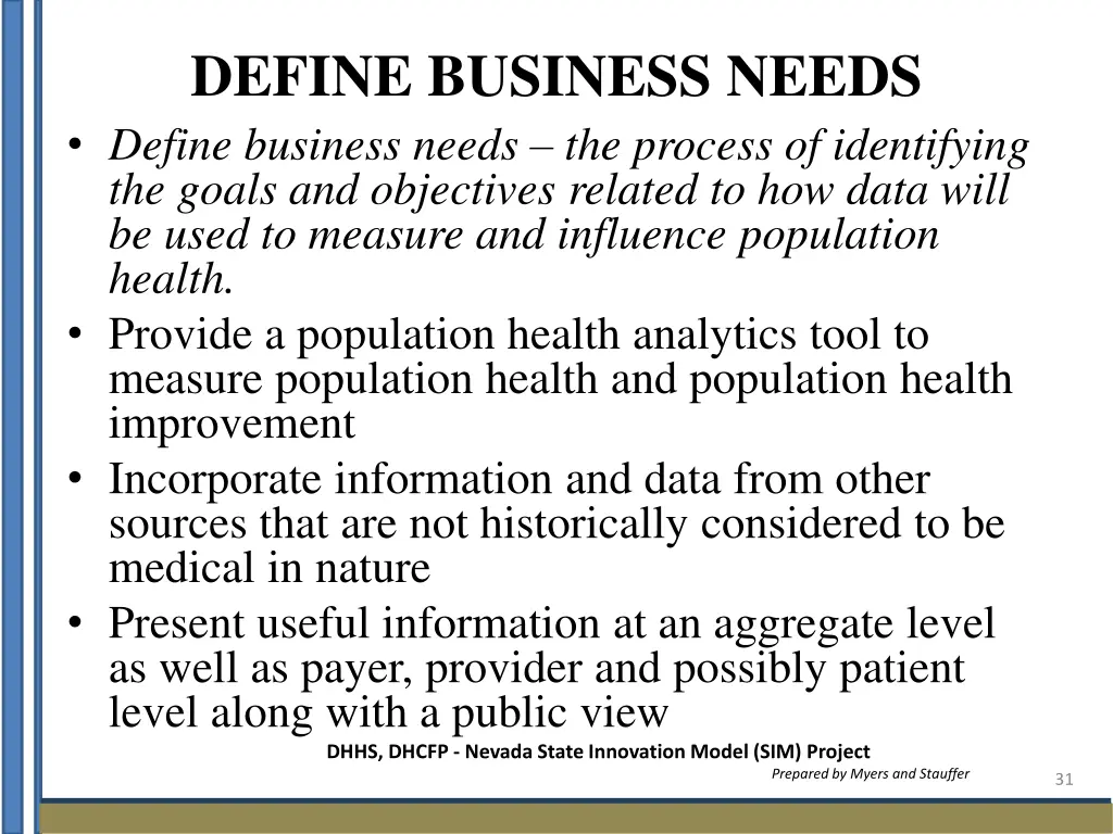 define business needs define business needs