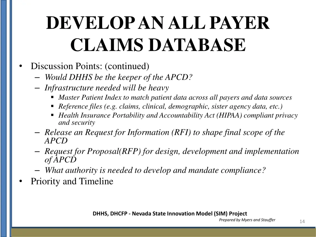 develop an all payer claims database
