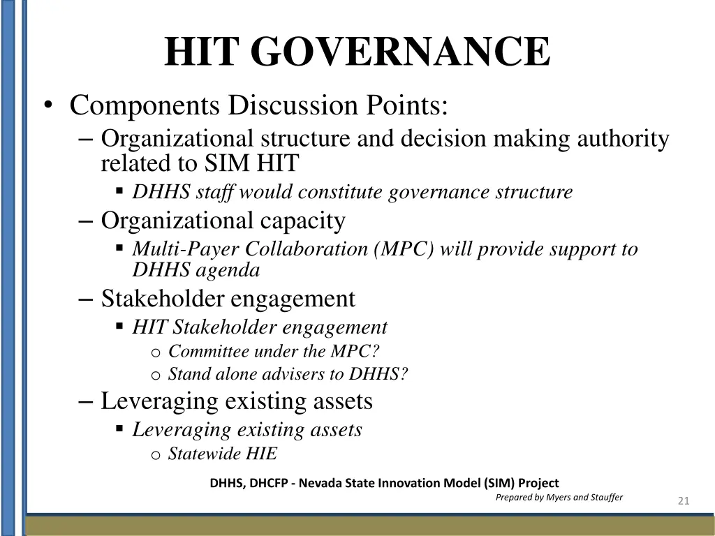 hit governance components discussion points