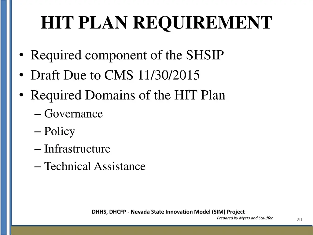hit plan requirement