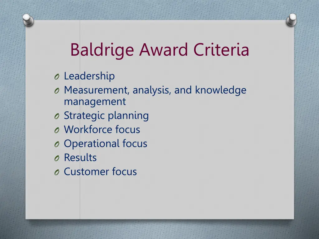baldrige award criteria