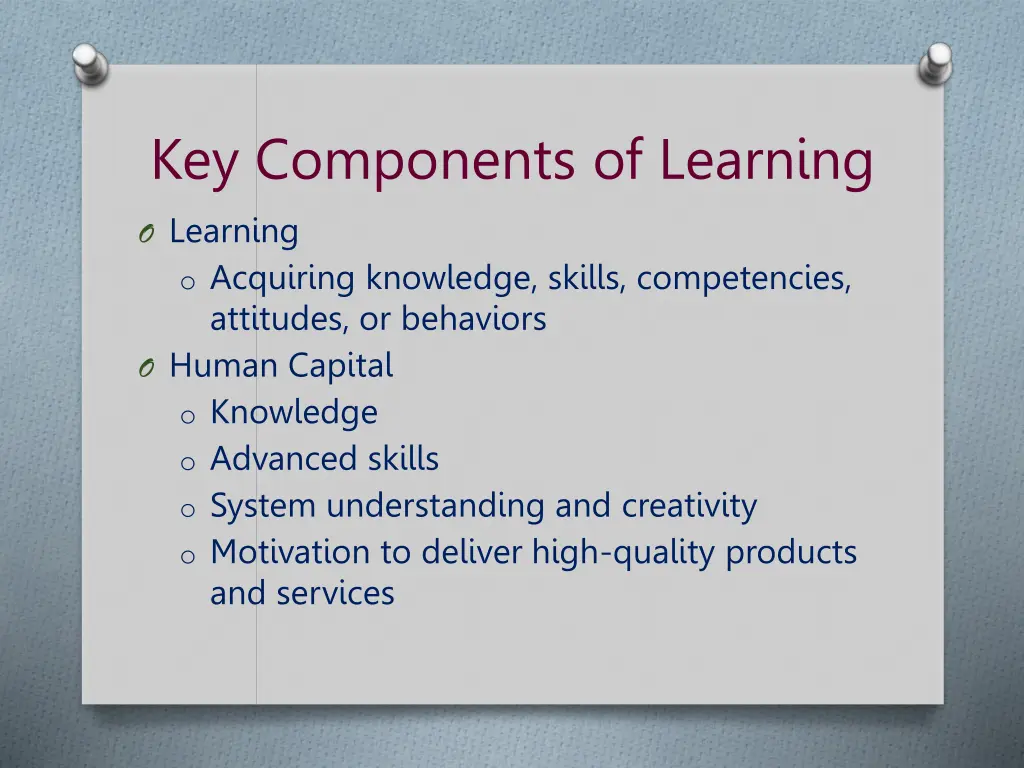 key components of learning 1