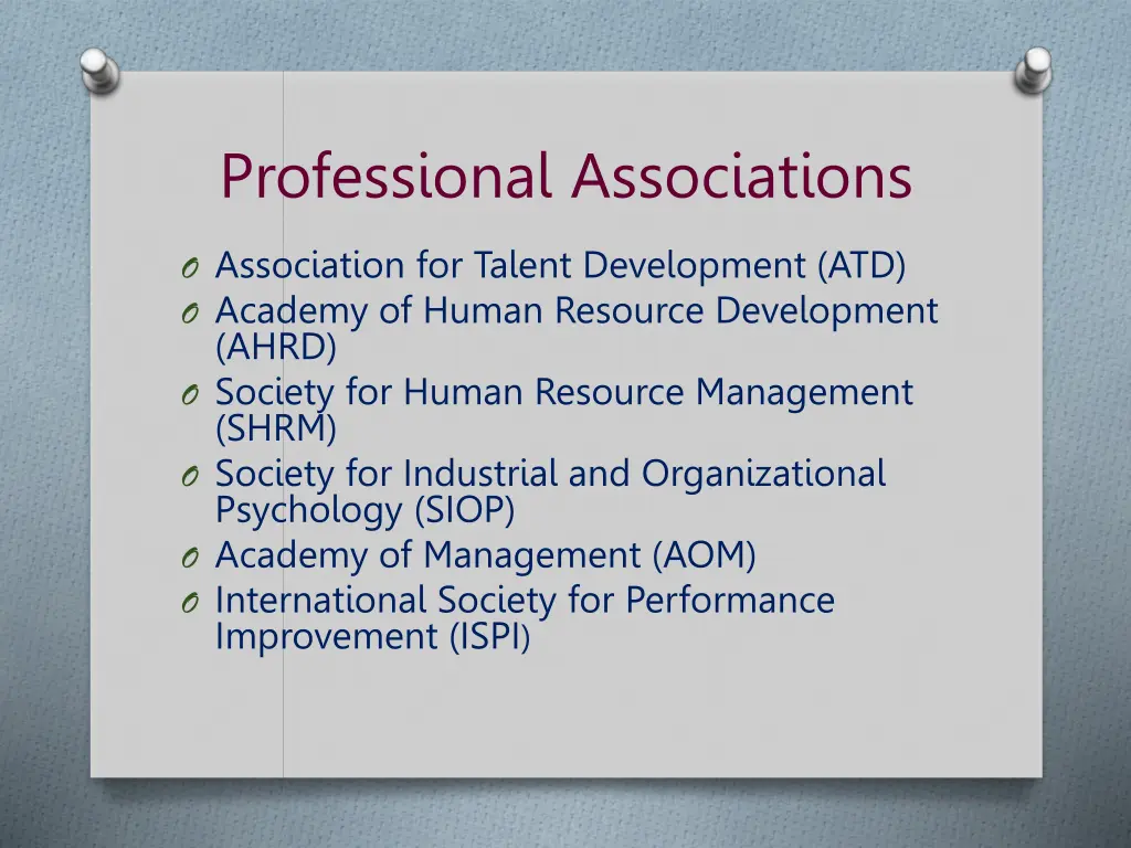 professional associations