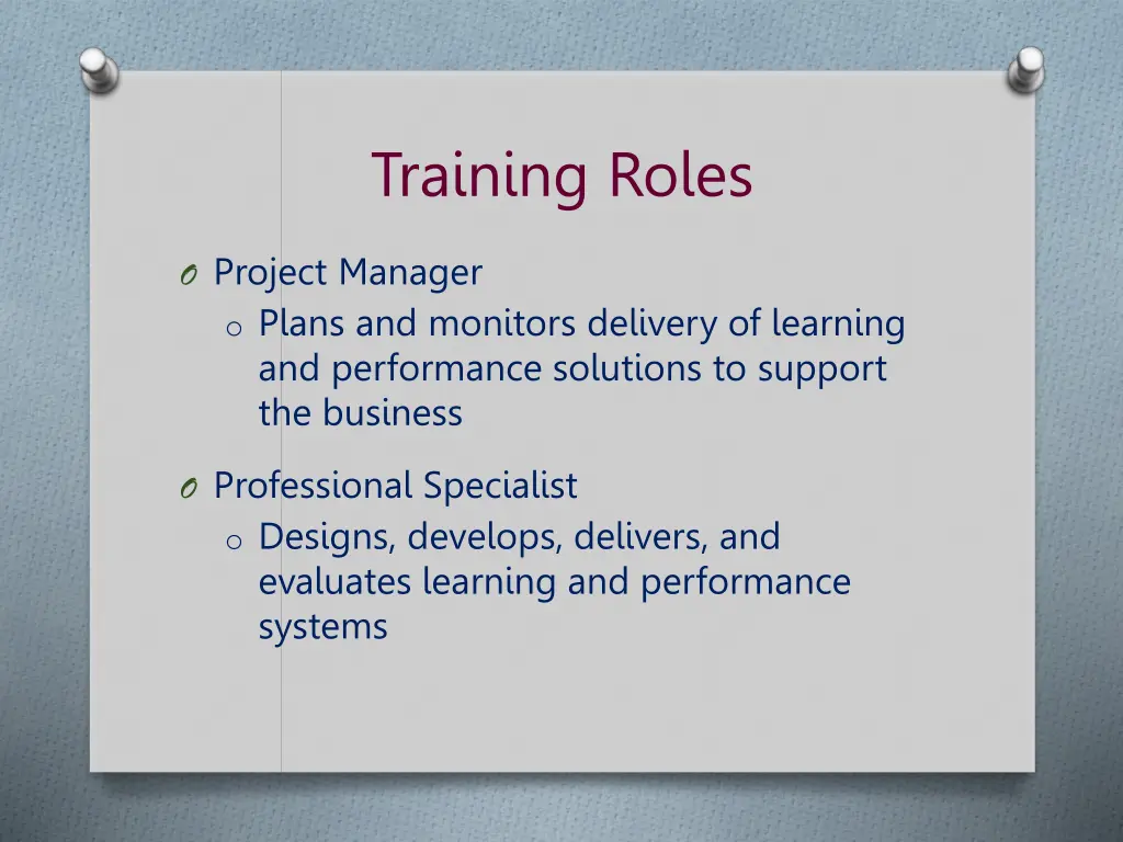 training roles