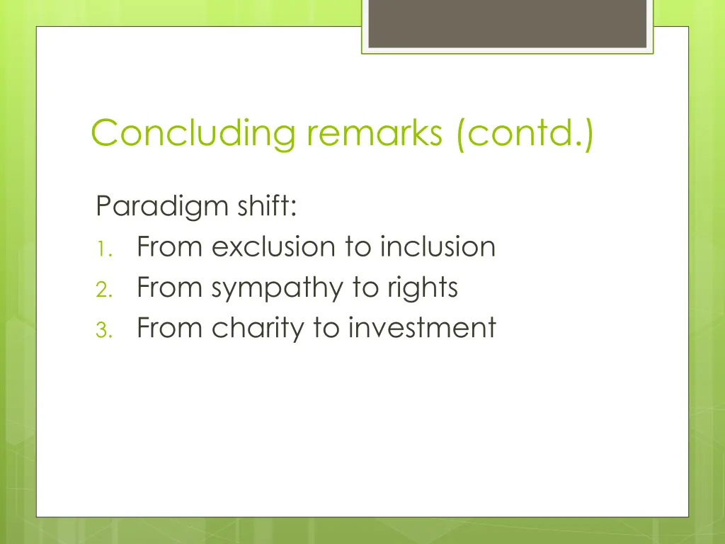 concluding remarks contd