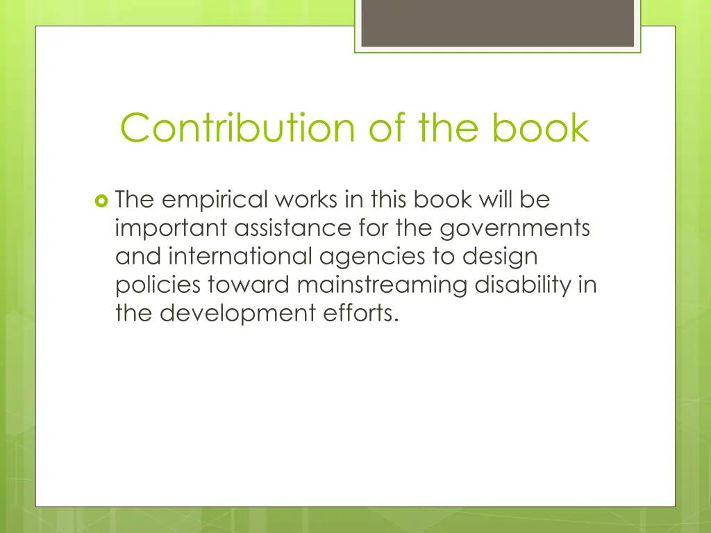 contribution of the book