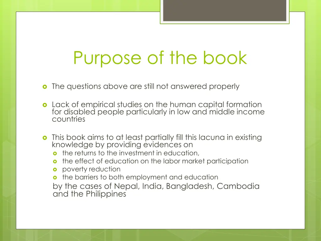 purpose of the book