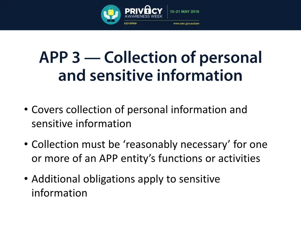 covers collection of personal information