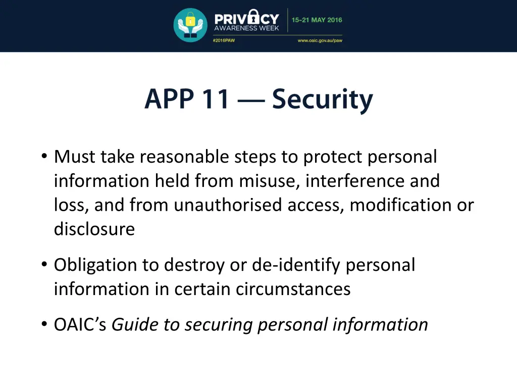 must take reasonable steps to protect personal
