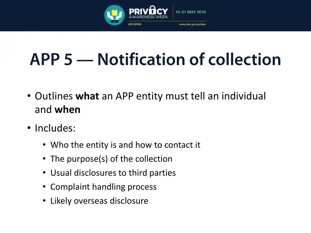 outlines what an app entity must tell