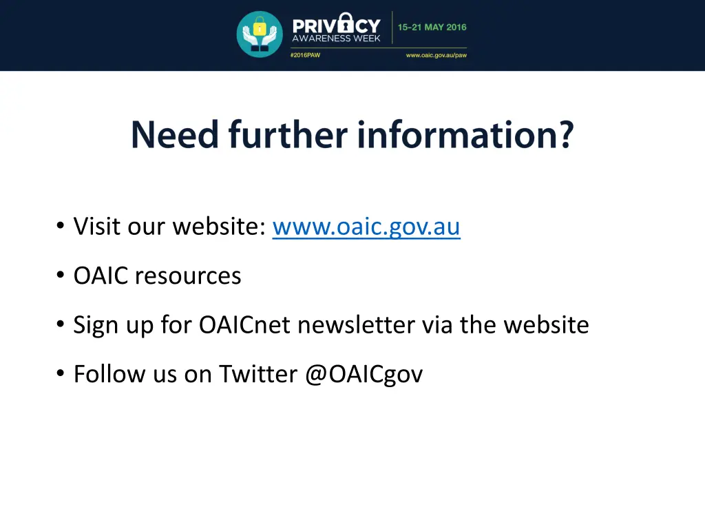 visit our website www oaic gov au