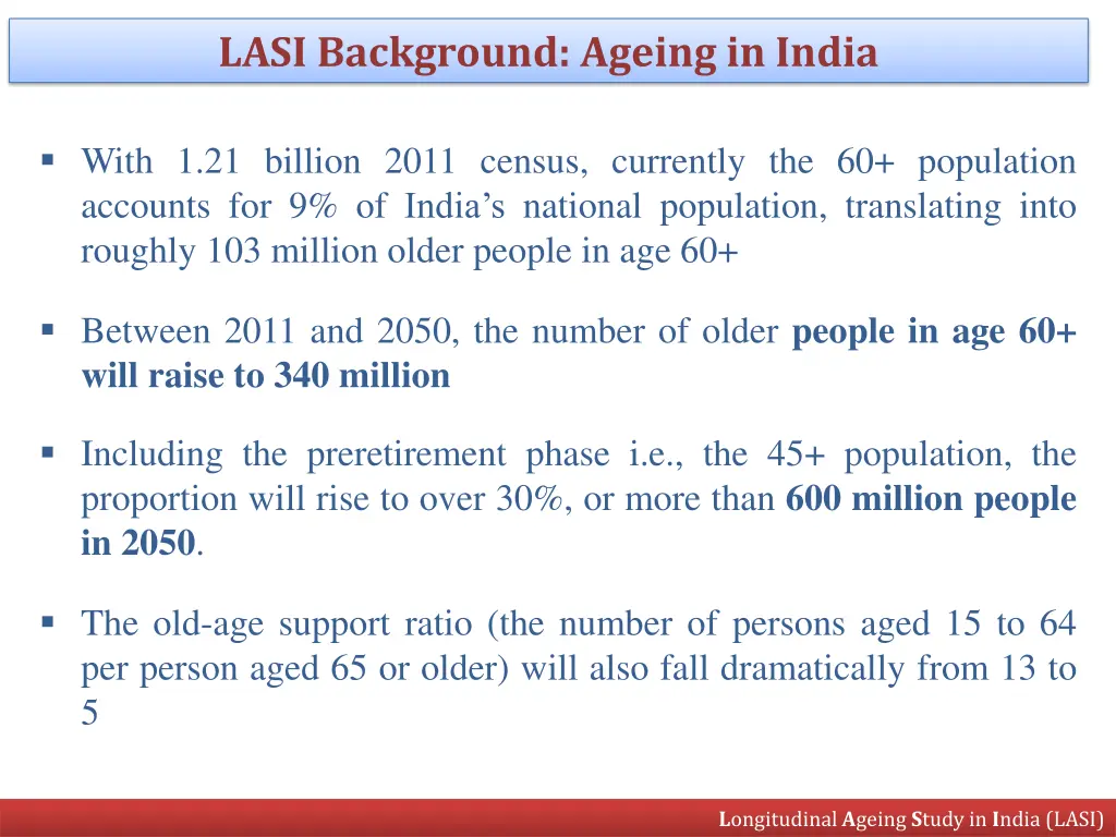 lasi background ageing in india