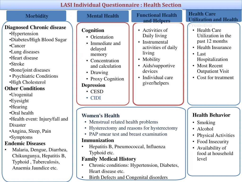 lasi individual questionnaire health section
