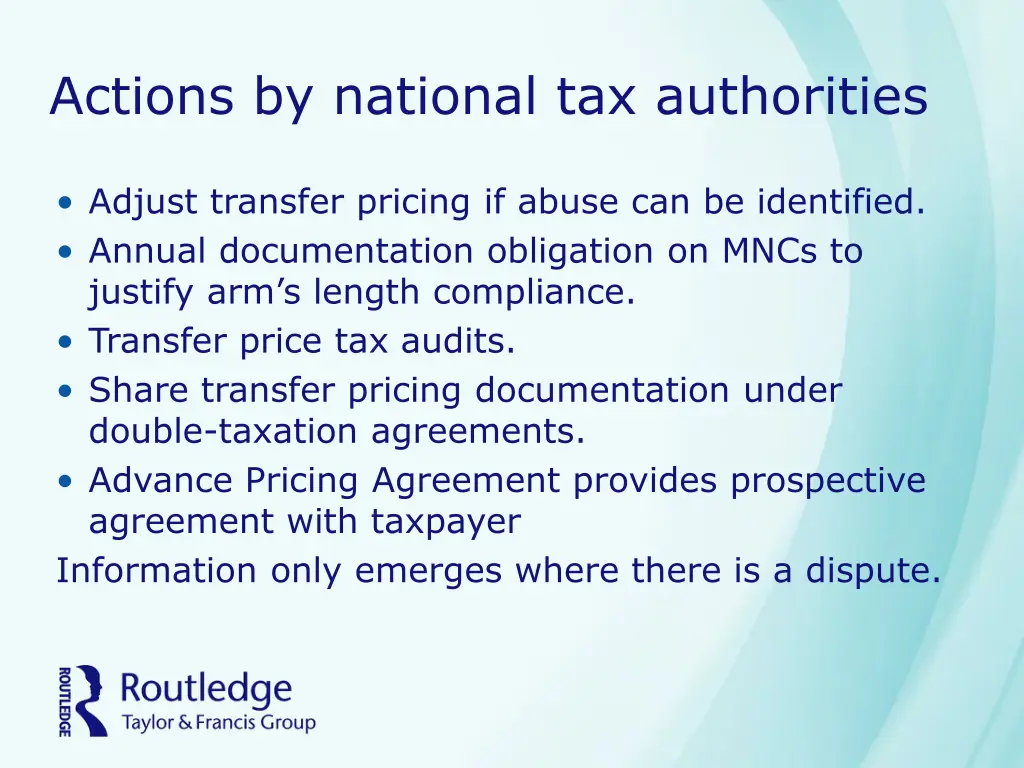 actions by national tax authorities