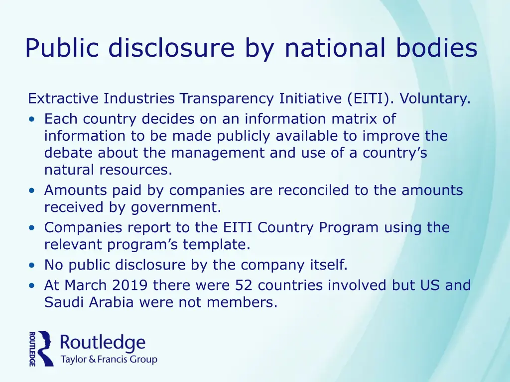 public disclosure by national bodies