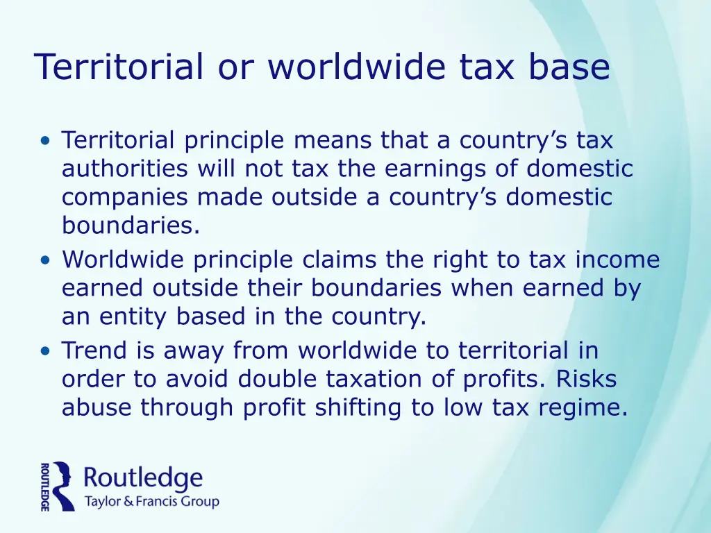 territorial or worldwide tax base